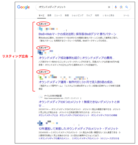 リスティング広告の範囲